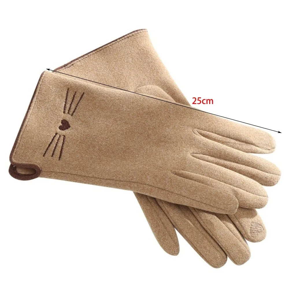 Cat-Themed Touchscreen Winter Gloves for Women – Warm, Cozy, and Phone-Friendly