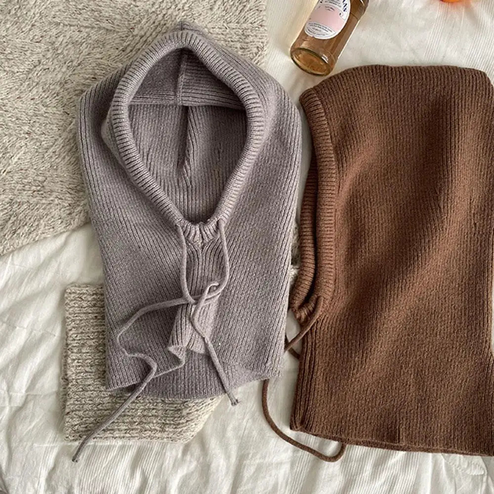 Cozy Knitted Hooded Balaclava with Neck Warmer