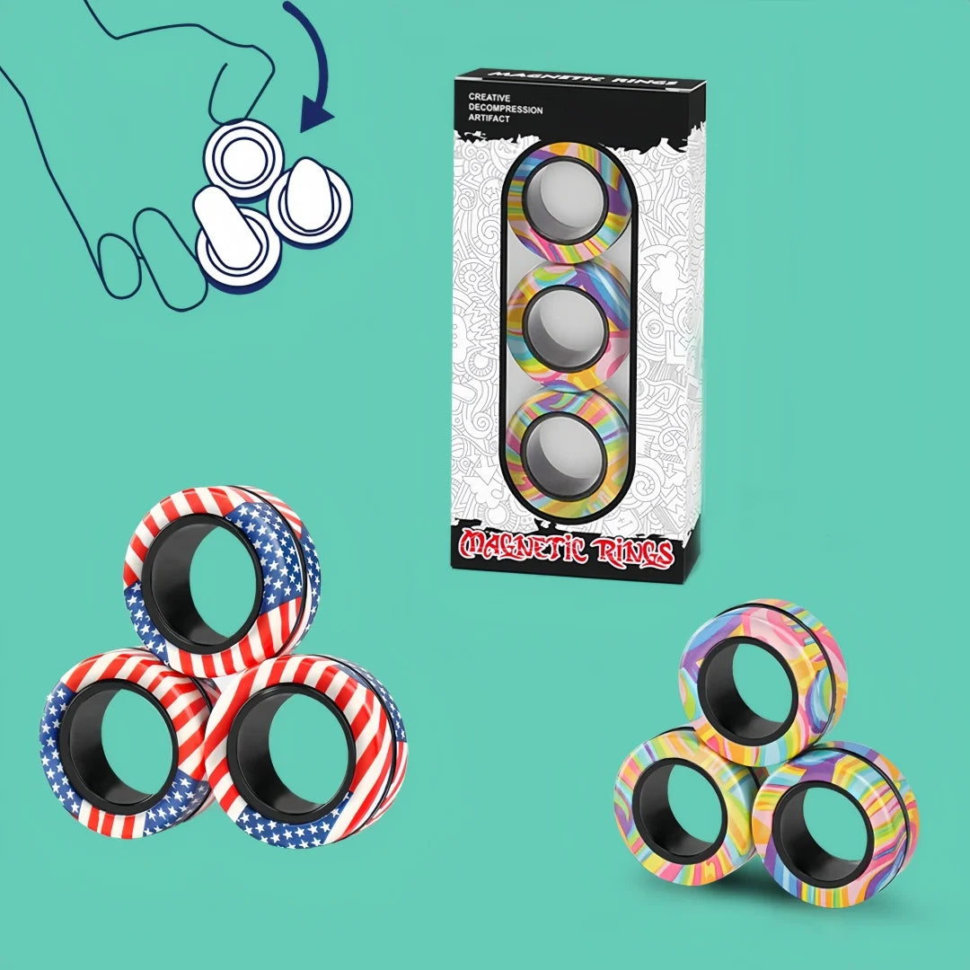 Magnetic Fidget Ring Spinner Set - Stress Relief and Focus Toy