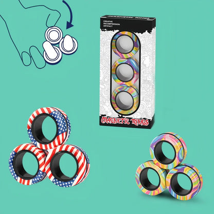 Magnetic Fidget Ring Spinner Set - Stress Relief and Focus Toy