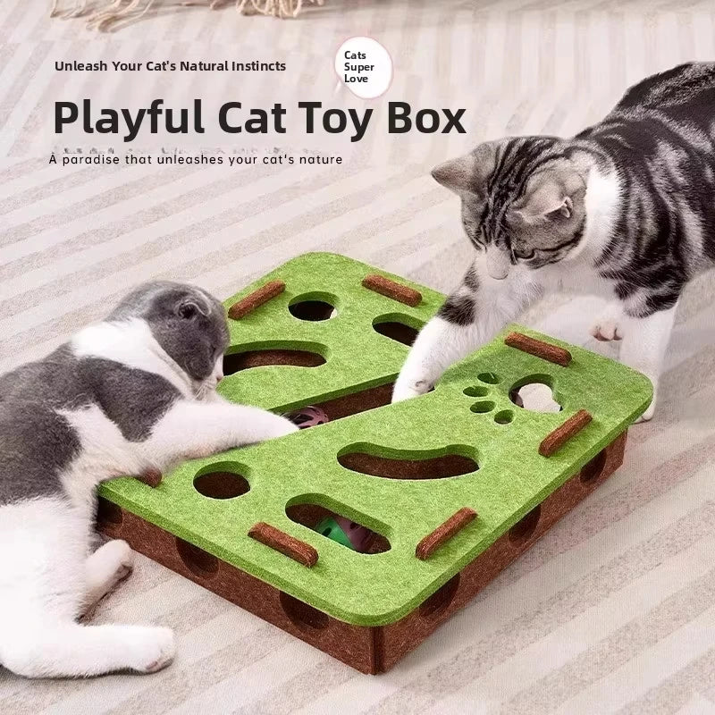 Felt Interactive Cat Puzzle Box - Stimulating Puzzle Toy for Cats
