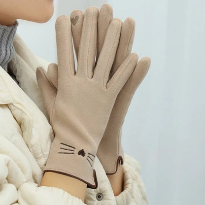 Cat-Themed Touchscreen Winter Gloves for Women – Warm, Cozy, and Phone-Friendly