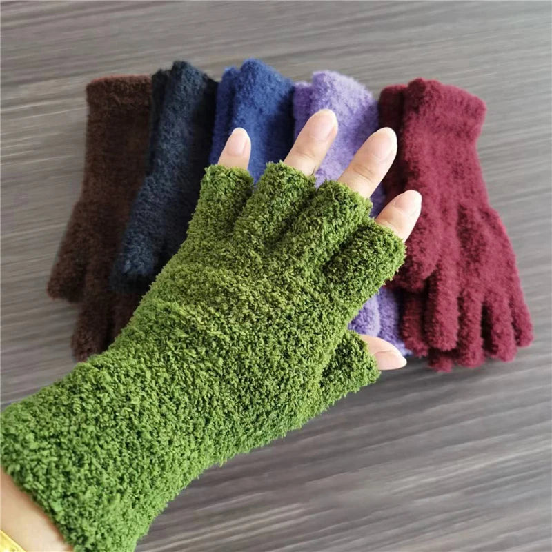 Cozy Winter Knit Half-Finger Gloves for Warmth and Flexibility