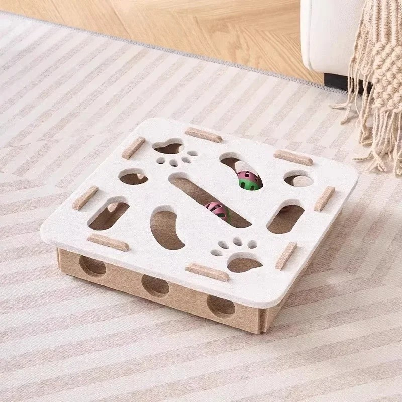Felt Interactive Cat Puzzle Box - Stimulating Puzzle Toy for Cats