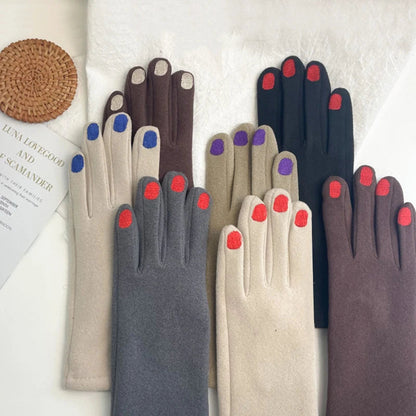 Stylish Touchscreen Winter Gloves with Nail-Polish Design