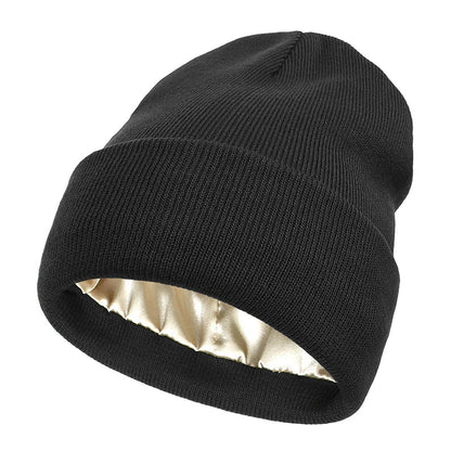 Women's Satin-Lined Beanie Hat for Gentle Hair Care