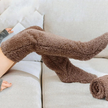 Ultra-Soft Fuzzy Thigh-High Warm Socks