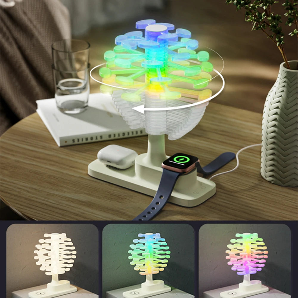 Spiral Tree Table Lamp with Built-In Wireless Charger