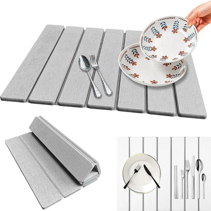 Foldable Diatomite Stone Dish Drying Mat — Quick-Dry, Ultra-Absorbent & Space-Saving Kitchen Essential