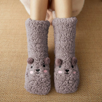 Cozy Kawaii Bear Fleece Socks for Warmth and Comfort