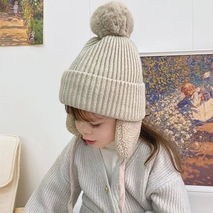 Cozy Kids' Knit Beanie with Earflaps - Warm Winter Hat