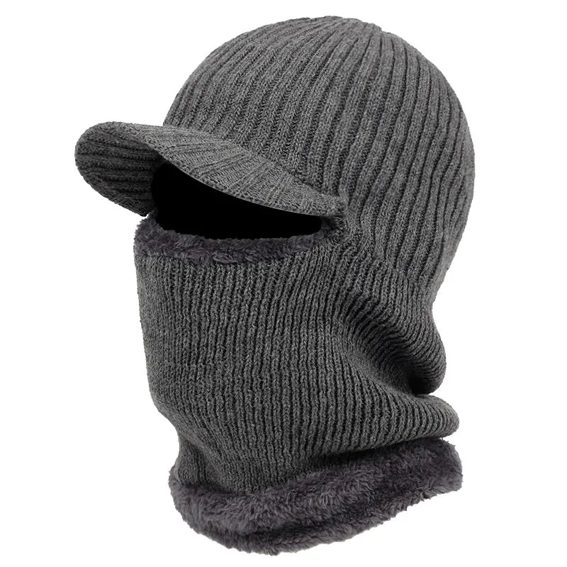 Cozy Knit Beanie Balaclava with Visor