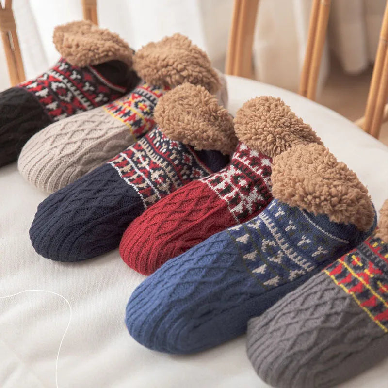 Cozy Snow-Pattern Winter Socks for Warmth