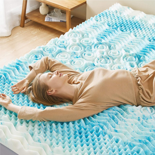 Premium Cooling Egg-Crate Foam Mattress Topper for Cooler, More Comfortable Sleep