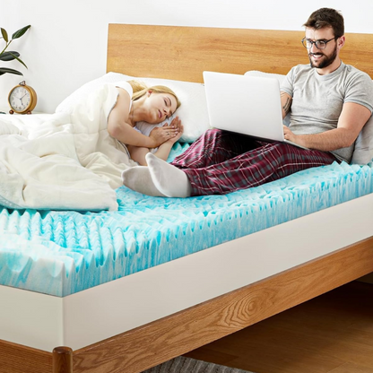 Premium Cooling Egg-Crate Foam Mattress Topper for Cooler, More Comfortable Sleep