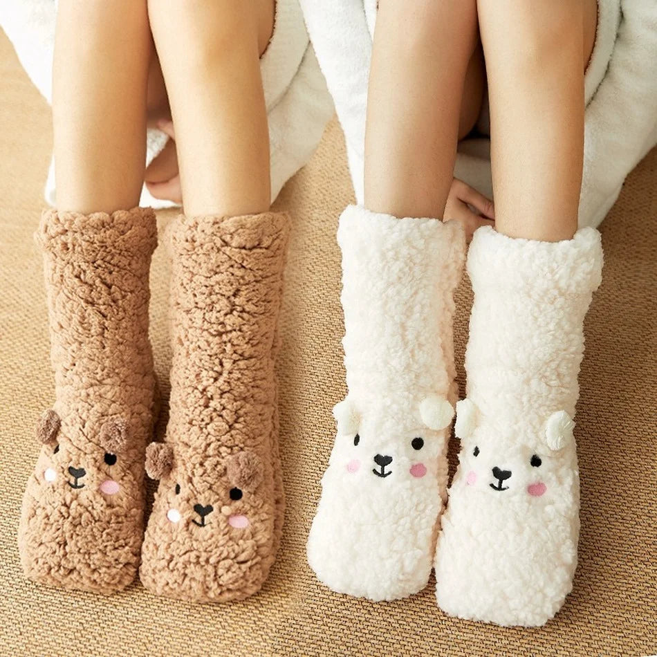 Cozy Kawaii Bear Fleece Socks for Warmth and Comfort