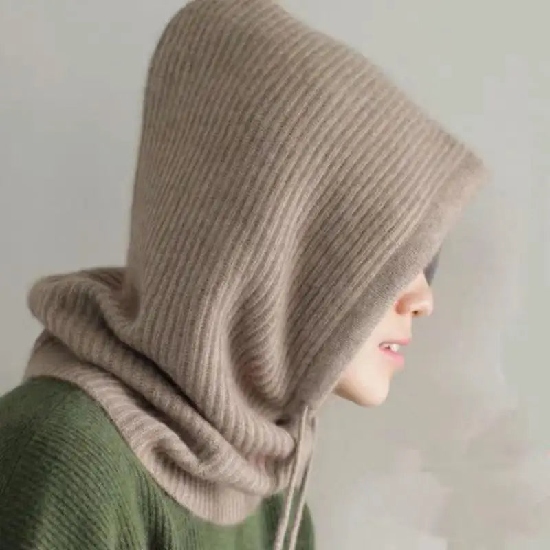 Cozy Knitted Hooded Balaclava with Neck Warmer