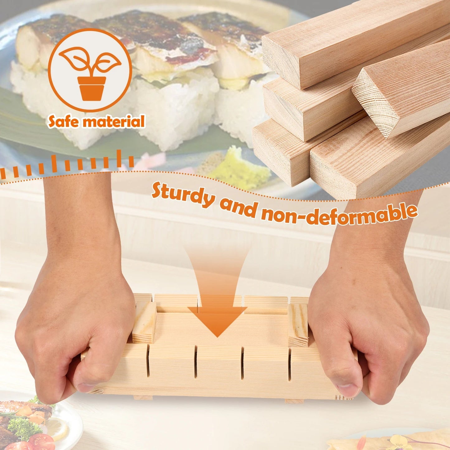Premium Handcrafted Wooden Sushi Maker Press Mold for Perfect Rolls