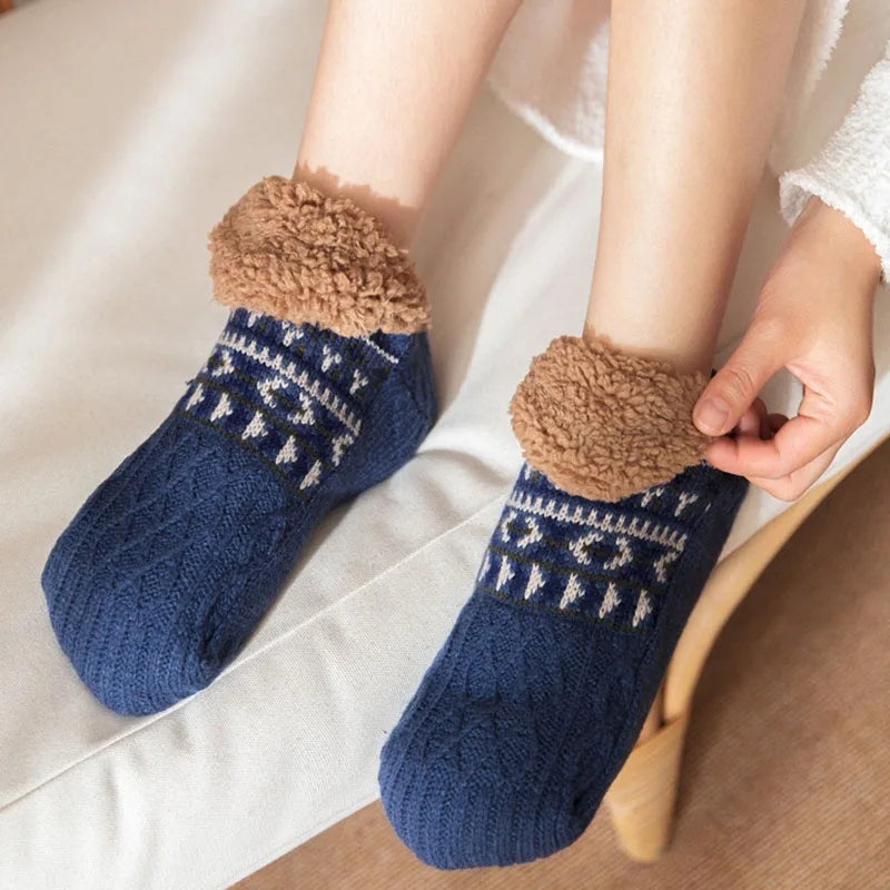 Cozy Snow-Pattern Winter Socks for Warmth