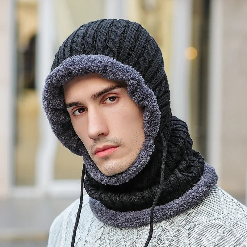 Cozy Winter Knit Balaclava Hat with Scarf - All-in-One Warmth