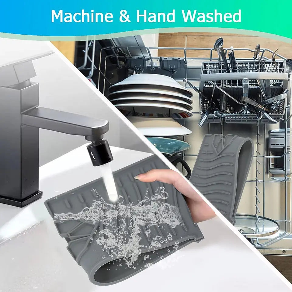 Premium Silicone Kitchen Sink Splash Guard - Keeps Counters Clean and Dry