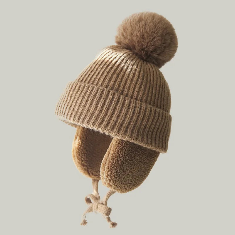 Cozy Kids' Knit Beanie with Earflaps - Warm Winter Hat