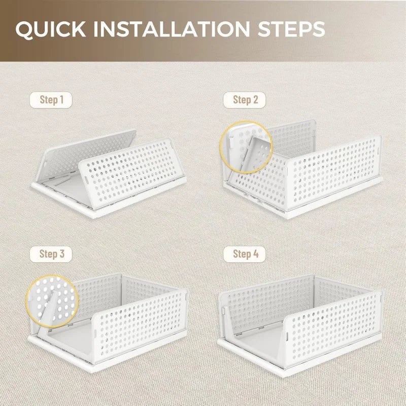 Space-Saving Stackable Plastic Drawer Organizer for Closet Storage