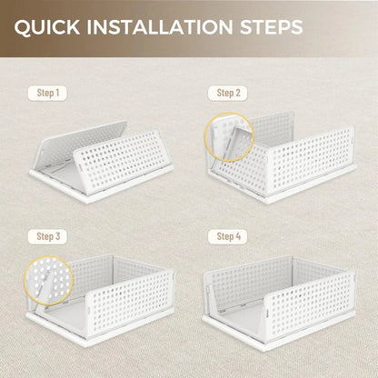 Space-Saving Stackable Plastic Drawer Organizer for Closet Storage