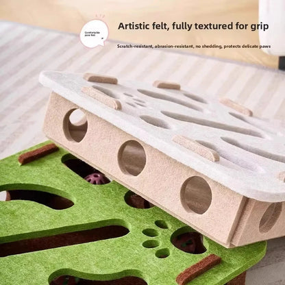 Felt Interactive Cat Puzzle Box - Stimulating Puzzle Toy for Cats