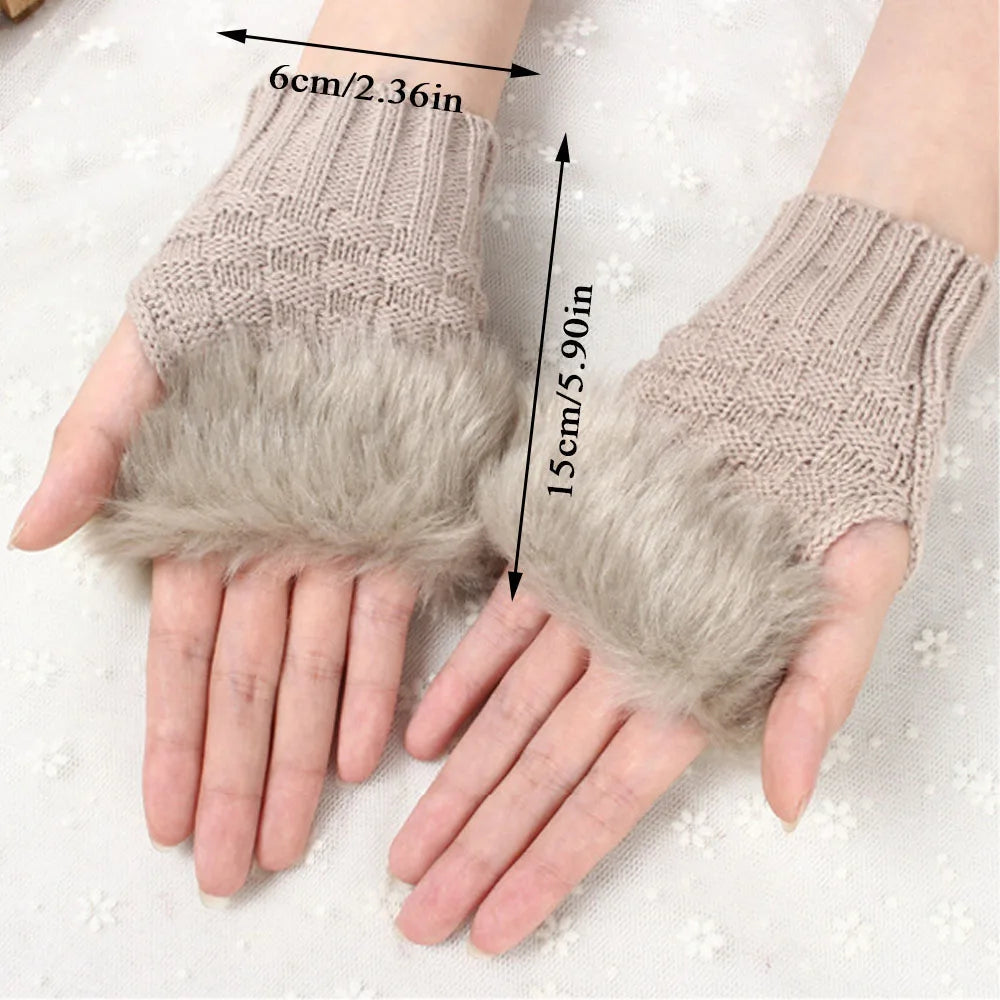 Luxurious Faux Fur Fingerless Gloves – Cozy Winter Hand Warmer