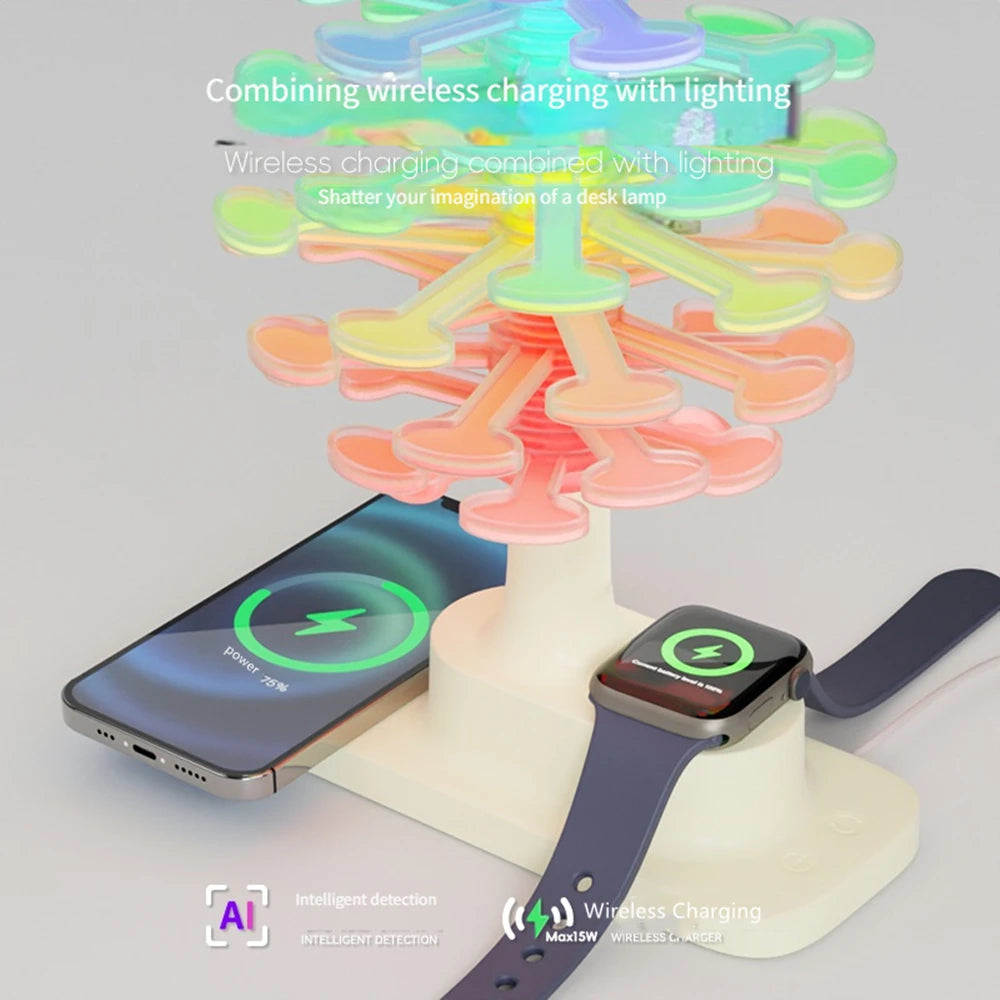 Spiral Tree Table Lamp with Built-In Wireless Charger