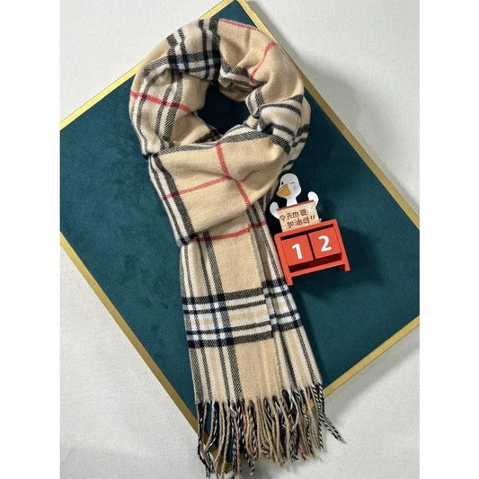 Cozy Plaid Cashmere-Feel Winter Scarf and Neck Warmer