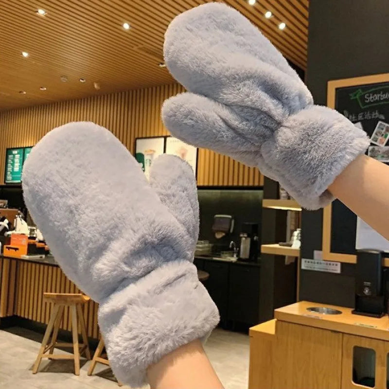 Cozy Fluffy Plush Mittens - Ultra-Warm Winter Gloves