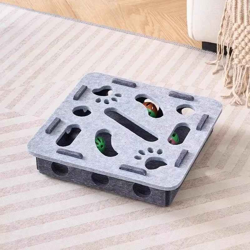 Felt Interactive Cat Puzzle Box - Stimulating Puzzle Toy for Cats