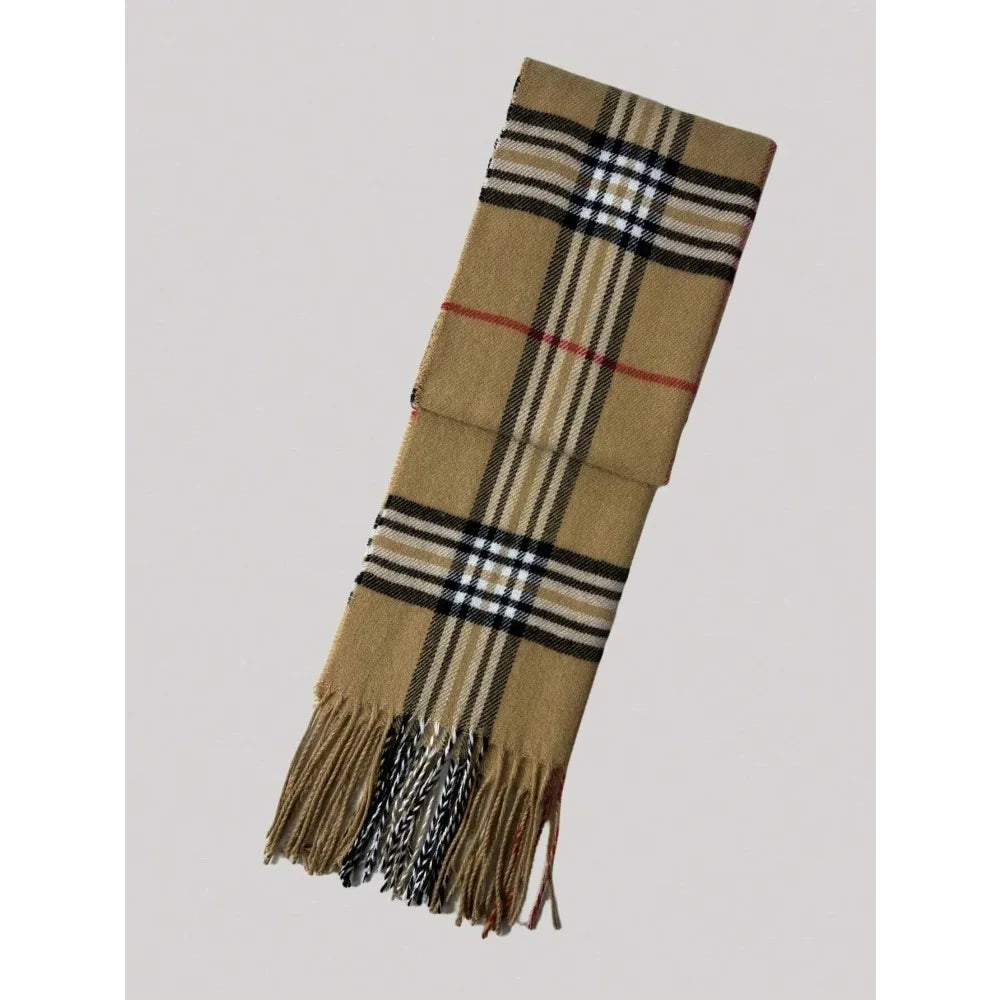 Cozy Plaid Cashmere-Feel Winter Scarf and Neck Warmer
