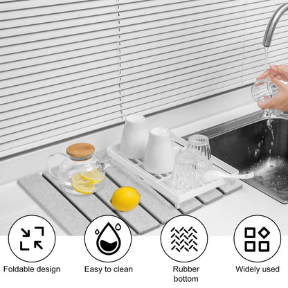 Foldable Diatomite Stone Dish Drying Mat — Quick-Dry, Ultra-Absorbent & Space-Saving Kitchen Essential