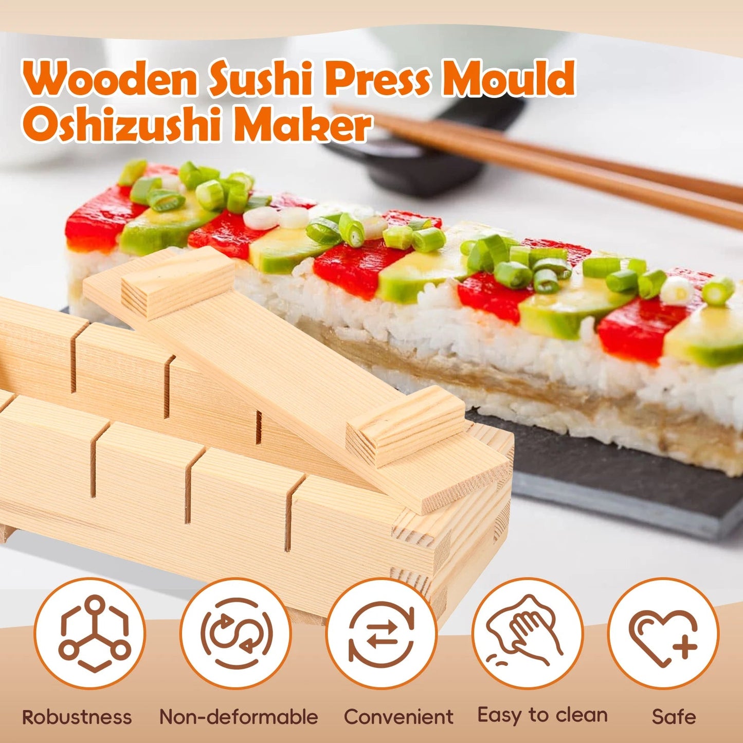 Premium Handcrafted Wooden Sushi Maker Press Mold for Perfect Rolls