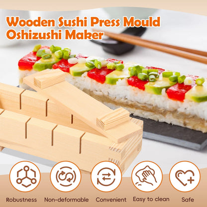 Premium Handcrafted Wooden Sushi Maker Press Mold for Perfect Rolls