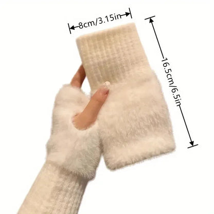 Luxurious Plush Cozy Fingerless Gloves for Women – Soft, Warm & Stylish