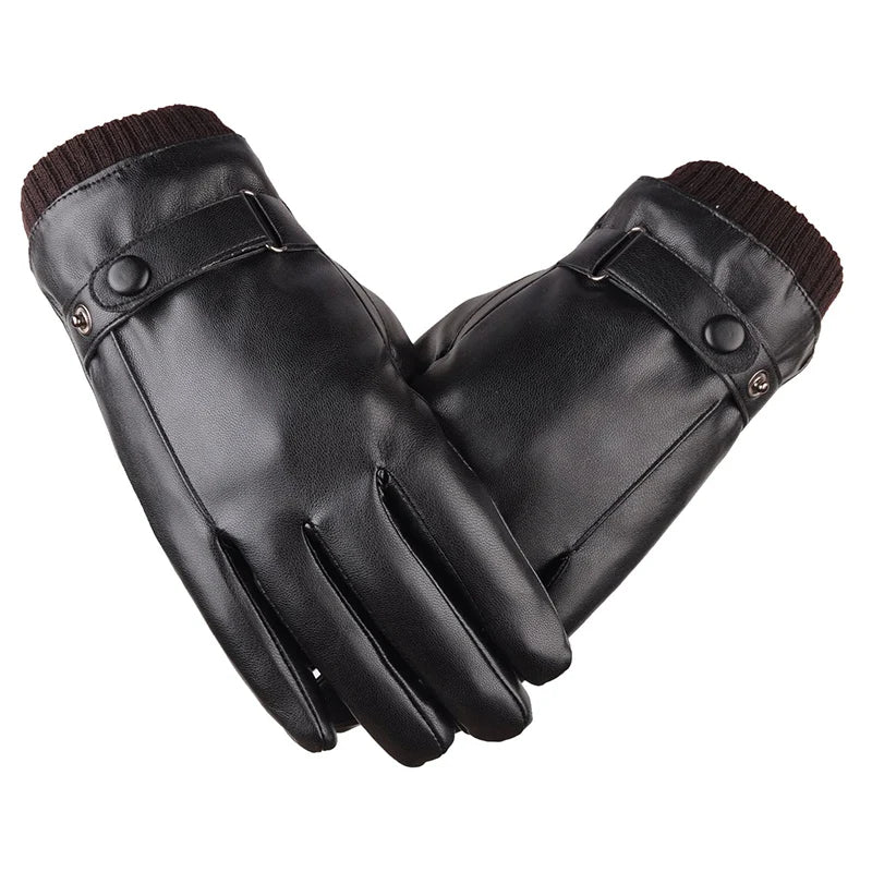 Men's Premium Leather Touchscreen Gloves for Winter - Stay Warm & Connected