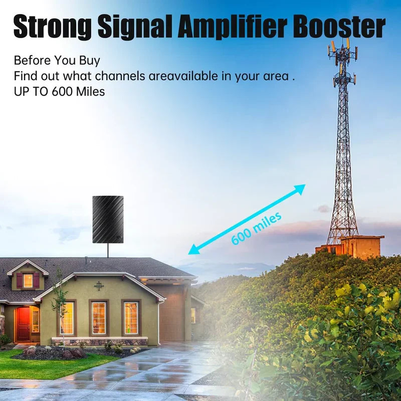 Ultra-Long Range Indoor HDTV Antenna – 4K Digital Broadcast, 600-Mile Coverage