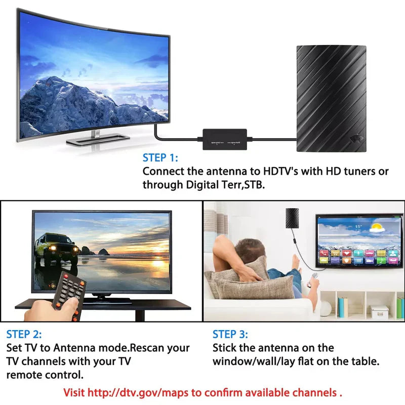 Ultra-Long Range Indoor HDTV Antenna – 4K Digital Broadcast, 600-Mile Coverage