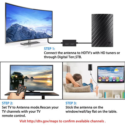 Ultra-Long Range Indoor HDTV Antenna – 4K Digital Broadcast, 600-Mile Coverage