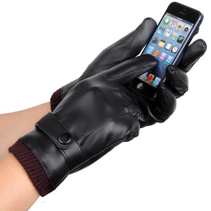 Men's Premium Leather Touchscreen Gloves for Winter - Stay Warm & Connected
