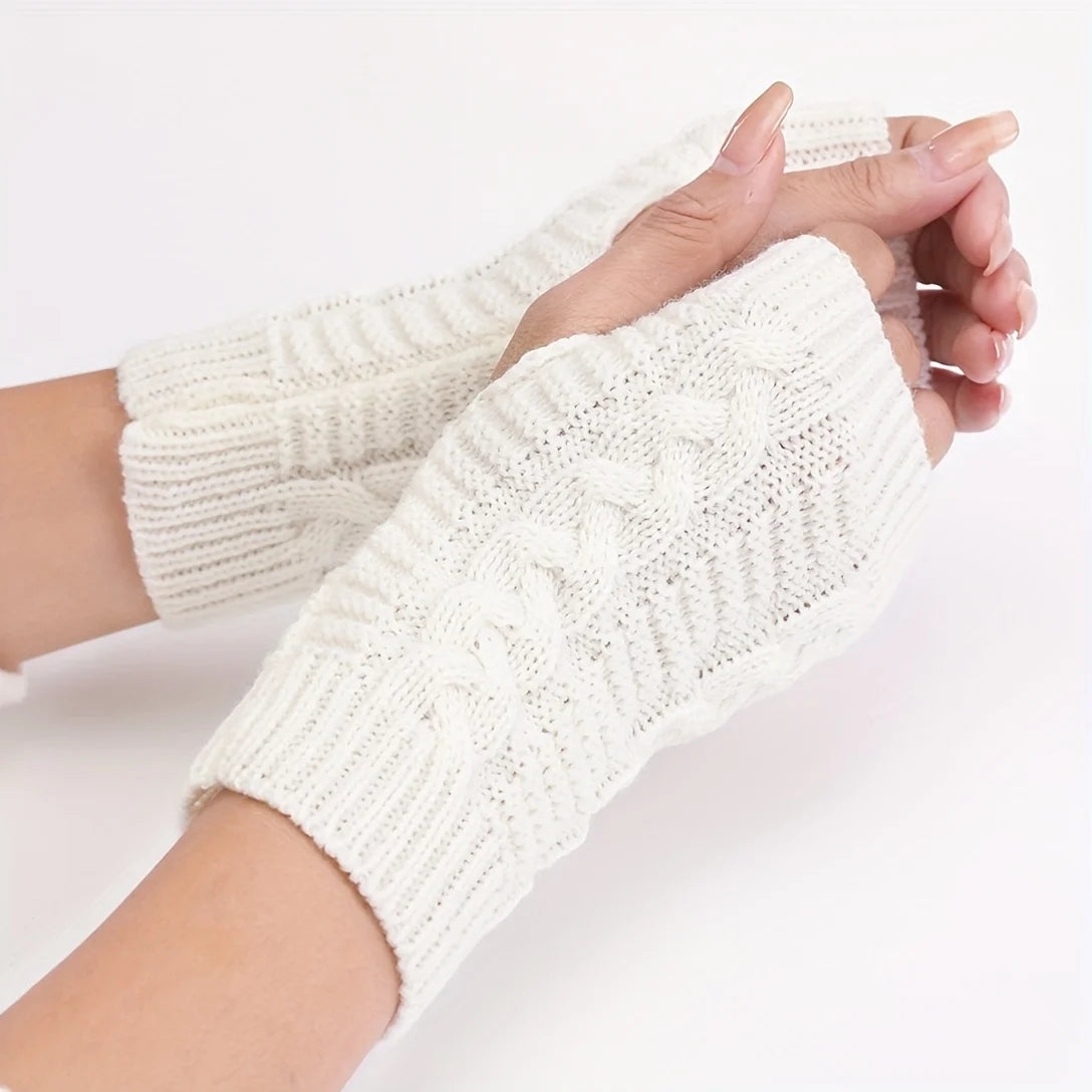 Cozy Knit Women's Winter Fingerless Gloves