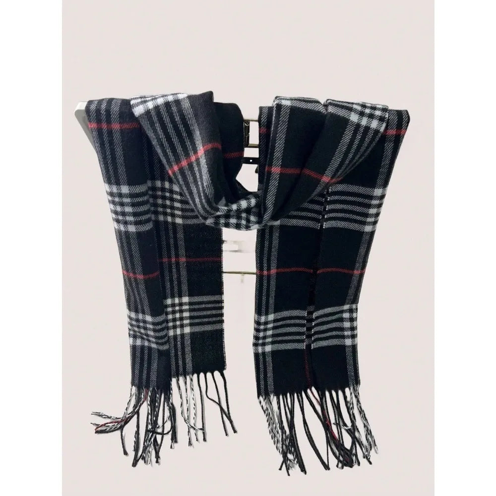 Cozy Plaid Cashmere-Feel Winter Scarf and Neck Warmer