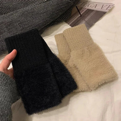 Luxurious Plush Cozy Fingerless Gloves for Women – Soft, Warm & Stylish