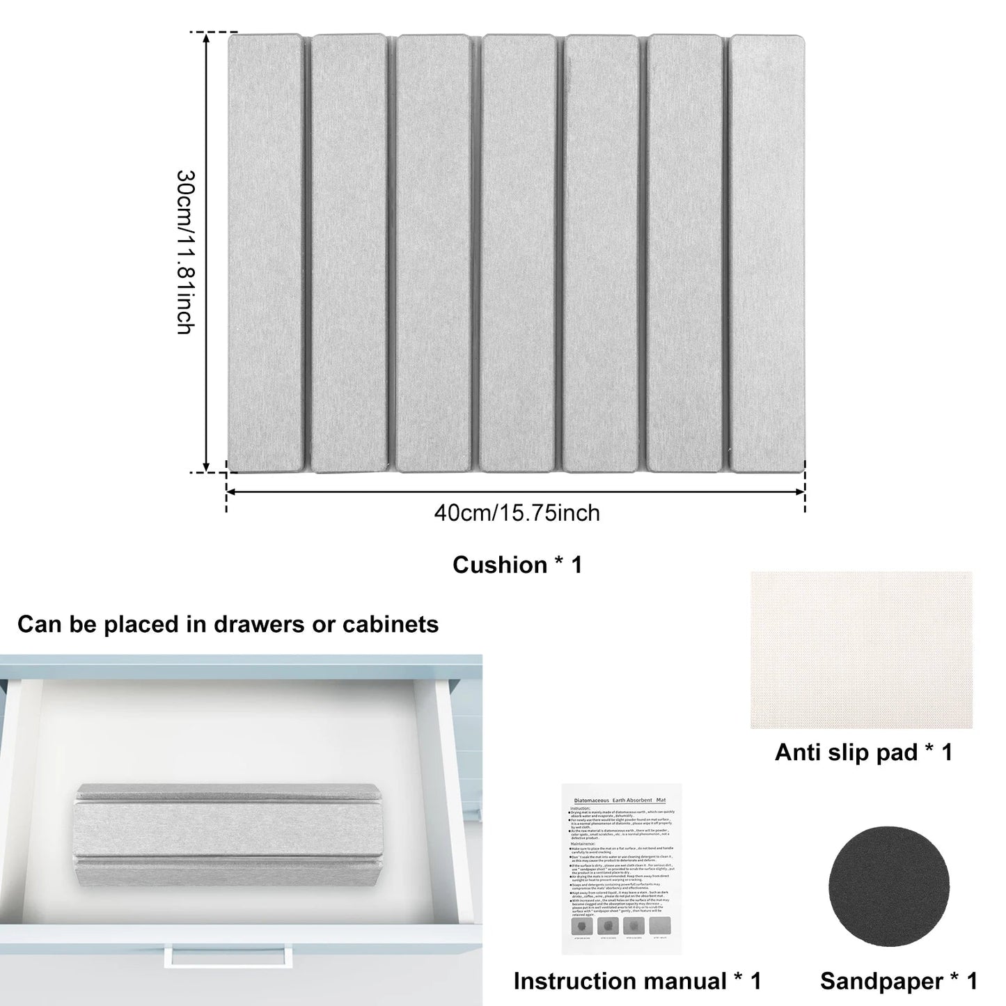 Foldable Diatomite Stone Dish Drying Mat — Quick-Dry, Ultra-Absorbent & Space-Saving Kitchen Essential