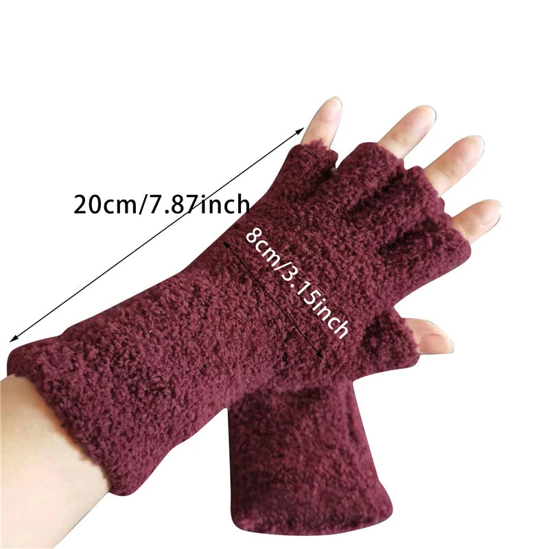 Cozy Winter Knit Half-Finger Gloves for Warmth and Flexibility
