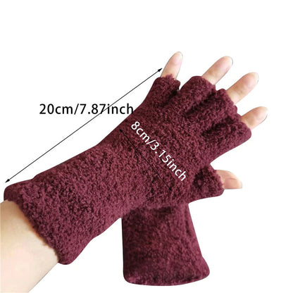 Cozy Winter Knit Half-Finger Gloves for Warmth and Flexibility